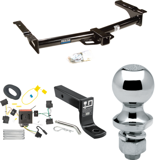 Fits 2008-2014 Ford E-350 Econoline Super Duty Trailer Hitch Tow PKG w/ 4-Flat Wiring + Ball Mount w/ 4" Drop + 1-7/8" Ball By Reese Towpower