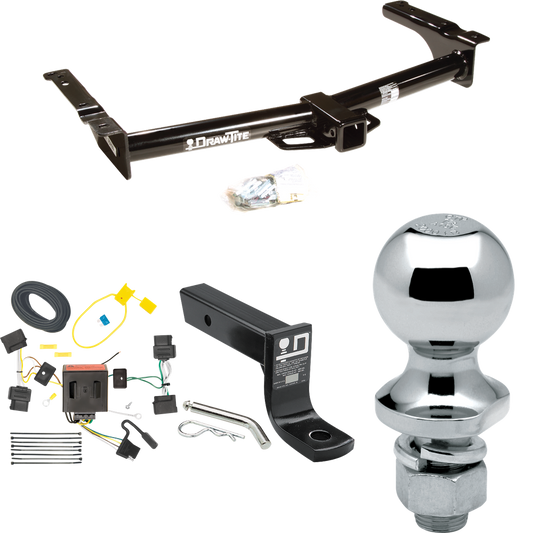 Fits 2009-2012 Ford E-350 Econoline Super Duty Trailer Hitch Tow PKG w/ 4-Flat Wiring + Ball Mount w/ 4" Drop + 1-7/8" Ball (For (Prepped Class II Tow Package) Models) By Draw-Tite