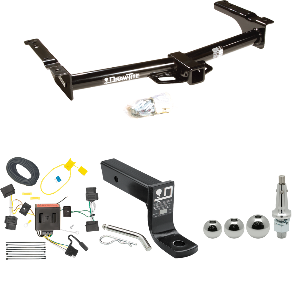 Se adapta al paquete de enganche de remolque Ford E-150 Econoline 2008-2014 con cableado plano de 4 + soporte de bola con caída de 4" + bola intercambiable de 1-7/8" y 2" y 2-5/16" por Draw-Tite