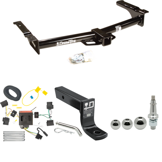 Se adapta al paquete de enganche de remolque Ford E-150 Econoline 2008-2014 con cableado plano de 4 + soporte de bola con caída de 4" + bola intercambiable de 1-7/8" y 2" y 2-5/16" por Draw-Tite