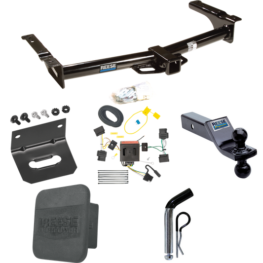 Fits 2008-2014 Ford E-350 Econoline Super Duty Trailer Hitch Tow PKG w/ 4-Flat Wiring + Dual Ball Ball Mount 1-7/8" & 2" Trailer Balls + Pin/Clip + Wiring Bracket + Hitch Cover By Reese Towpower