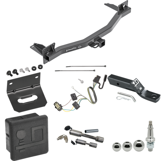 Fits 2018-2023 Chevrolet Traverse Trailer Hitch Tow PKG w/ 4-Flat Wiring + Ball Mount w/ 2" Drop + Interchangeable Ball 1-7/8" & 2" & 2-5/16" + Wiring Bracket + Dual Hitch & Coupler Locks + Hitch Cover By Draw-Tite