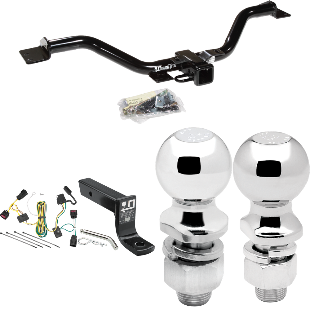 Fits 2009-2012 Chevrolet Traverse Trailer Hitch Tow PKG w/ 4-Flat Wiring + Ball Mount w/ 4" Drop + 2" Ball + 2-5/16" Ball By Draw-Tite