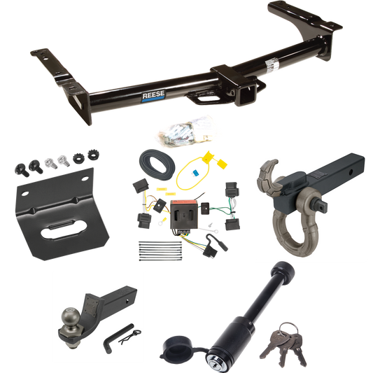 Fits 2009-2012 Ford E-250 Econoline Trailer Hitch Tow PKG w/ 4-Flat Wiring + Interlock Tactical Starter Kit w/ 2" Drop & 2" Ball + Tactical Hook & Shackle Mount + Tactical Dogbone Lock + Wiring Bracket (For (Prepped Class II Tow Package) Models) By R