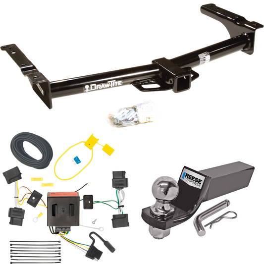 Fits 2009-2012 Ford E-150 Econoline Trailer Hitch Tow PKG w/ 4-Flat Wiring + Starter Kit Ball Mount w/ 2" Drop & 2" Ball (For (Prepped Class II Tow Package) Models) By Draw-Tite