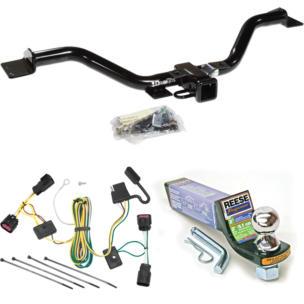 Fits 2009-2012 Chevrolet Traverse Trailer Hitch Tow PKG w/ 4-Flat Wiring + Starter Kit Ball Mount w/ 2" Drop & 1-7/8" Ball By Draw-Tite