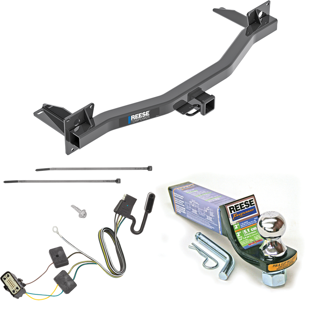 Fits 2018-2023 Buick Enclave Trailer Hitch Tow PKG w/ 4-Flat Wiring + Starter Kit Ball Mount w/ 2" Drop & 1-7/8" Ball By Reese Towpower