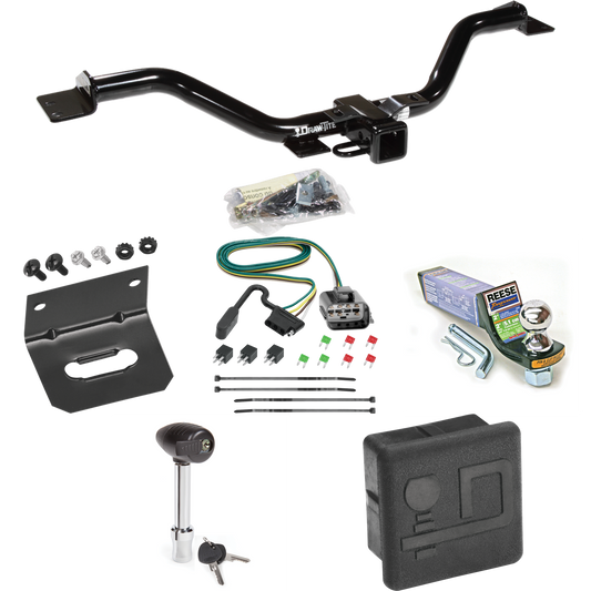 Fits 2017-2017 GMC Acadia Limited Trailer Hitch Tow PKG w/ 4-Flat Wiring + Starter Kit Ball Mount w/ 2" Drop & 1-7/8" Ball + Wiring Bracket + Hitch Lock + Hitch Cover By Draw-Tite