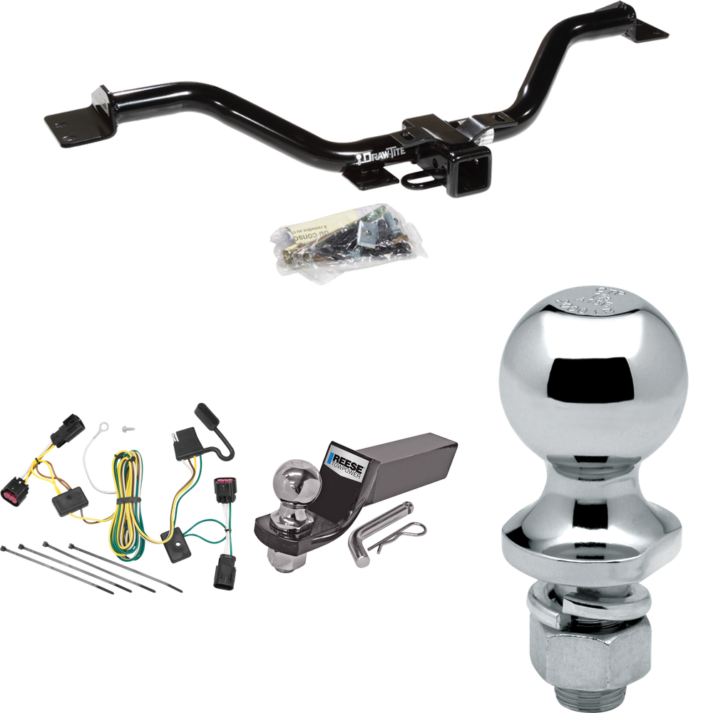 Fits 2009-2012 Chevrolet Traverse Trailer Hitch Tow PKG w/ 4-Flat Wiring + Starter Kit Ball Mount w/ 2" Drop & 2" Ball + 1-7/8" Ball By Draw-Tite