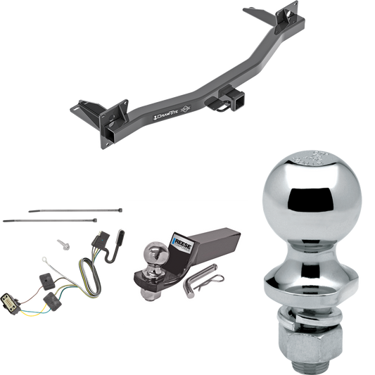 Fits 2018-2023 Chevrolet Traverse Trailer Hitch Tow PKG w/ 4-Flat Wiring + Starter Kit Ball Mount w/ 2" Drop & 2" Ball + 1-7/8" Ball By Draw-Tite