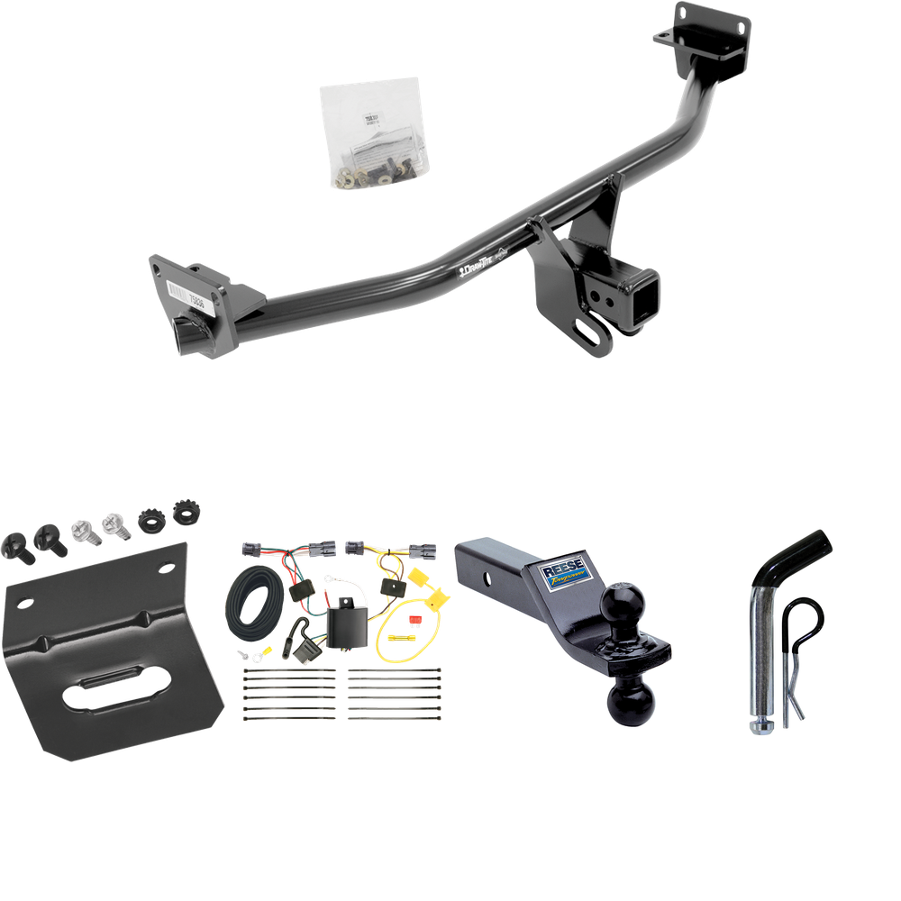 Fits 2016-2018 Hyundai Tucson Trailer Hitch Tow PKG w/ 4-Flat Wiring Harness + Dual Ball Ball Mount 1-7/8" & 2" Trailer Balls + Pin/Clip + Wiring Bracket By Draw-Tite