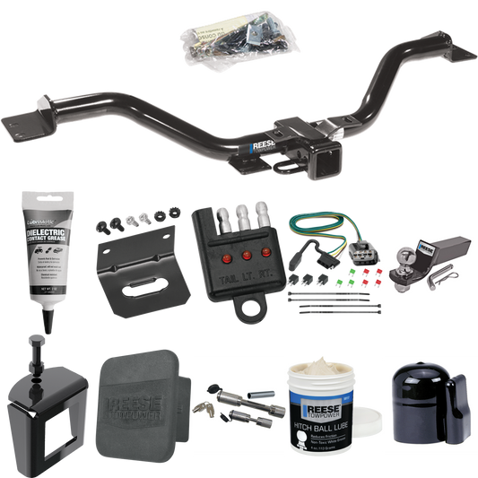 Fits 2013-2016 GMC Acadia Trailer Hitch Tow PKG w/ 4-Flat Wiring + Starter Kit Ball Mount w/ 2" Drop & 2" Ball + 1-7/8" Ball + Wiring Bracket + Dual Hitch & Coupler Locks + Hitch Cover + Wiring Tester + Ball Lube + Electric Grease + Ball Wrench + Ant