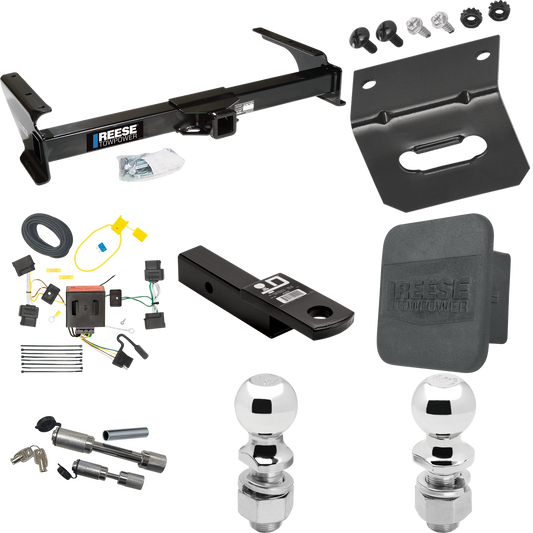 Fits 2009-2012 Ford E-350 Econoline Super Duty Trailer Hitch Tow PKG w/ 4-Flat Wiring Harness + Ball Mount w/ 2" Drop + Dual Hitch & Coupler Locks + 2" Ball + 2-5/16" Ball + Hitch Cover + Wiring Bracket (For (Prepped Class II Tow Package) Models) By