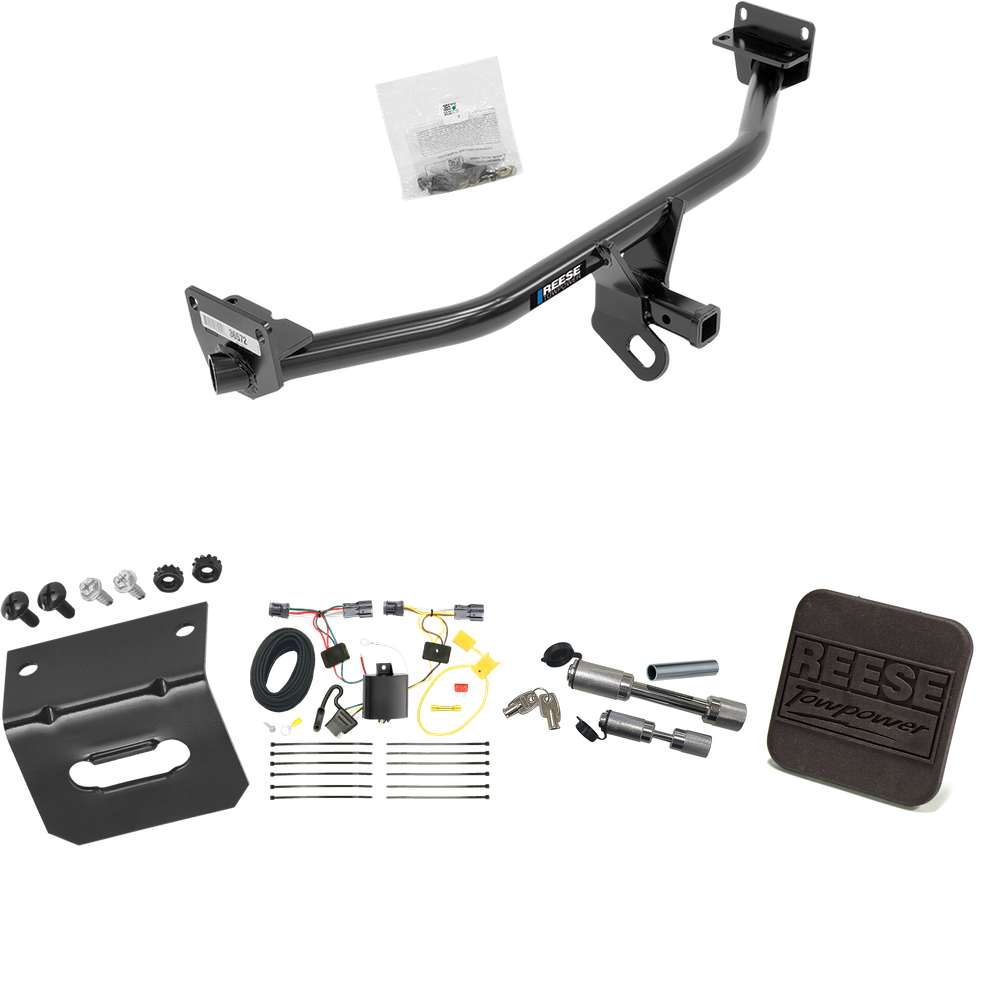 Fits 2016-2018 Hyundai Tucson Trailer Hitch Tow PKG w/ 4-Flat Wiring Harness + Hitch Cover + Dual Hitch & Coupler Locks By Reese Towpower