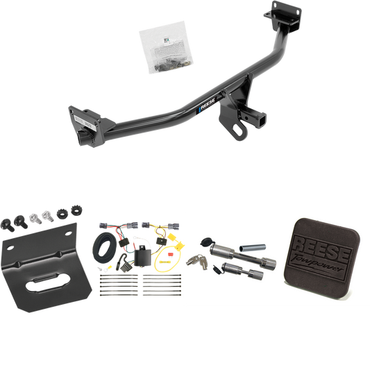 Fits 2016-2018 Hyundai Tucson Trailer Hitch Tow PKG w/ 4-Flat Wiring Harness + Hitch Cover + Dual Hitch & Coupler Locks By Reese Towpower