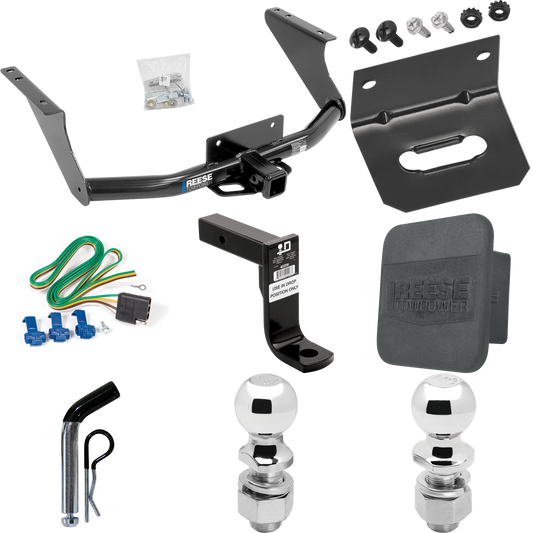 Fits 2011-2018 RAM 1500 Trailer Hitch Tow PKG w/ 4-Flat Wiring Harness + Ball Mount w/ 8" Drop + Pin/Clip + 2" Ball + 2-5/16" Ball + Hitch Cover + Wiring Bracket By Reese Towpower