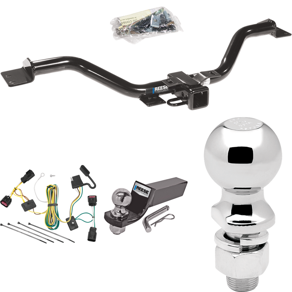 Fits 2008-2012 Buick Enclave Trailer Hitch Tow PKG w/ 4-Flat Wiring + Starter Kit Ball Mount w/ 2" Drop & 2" Ball + 2-5/16" Ball By Reese Towpower