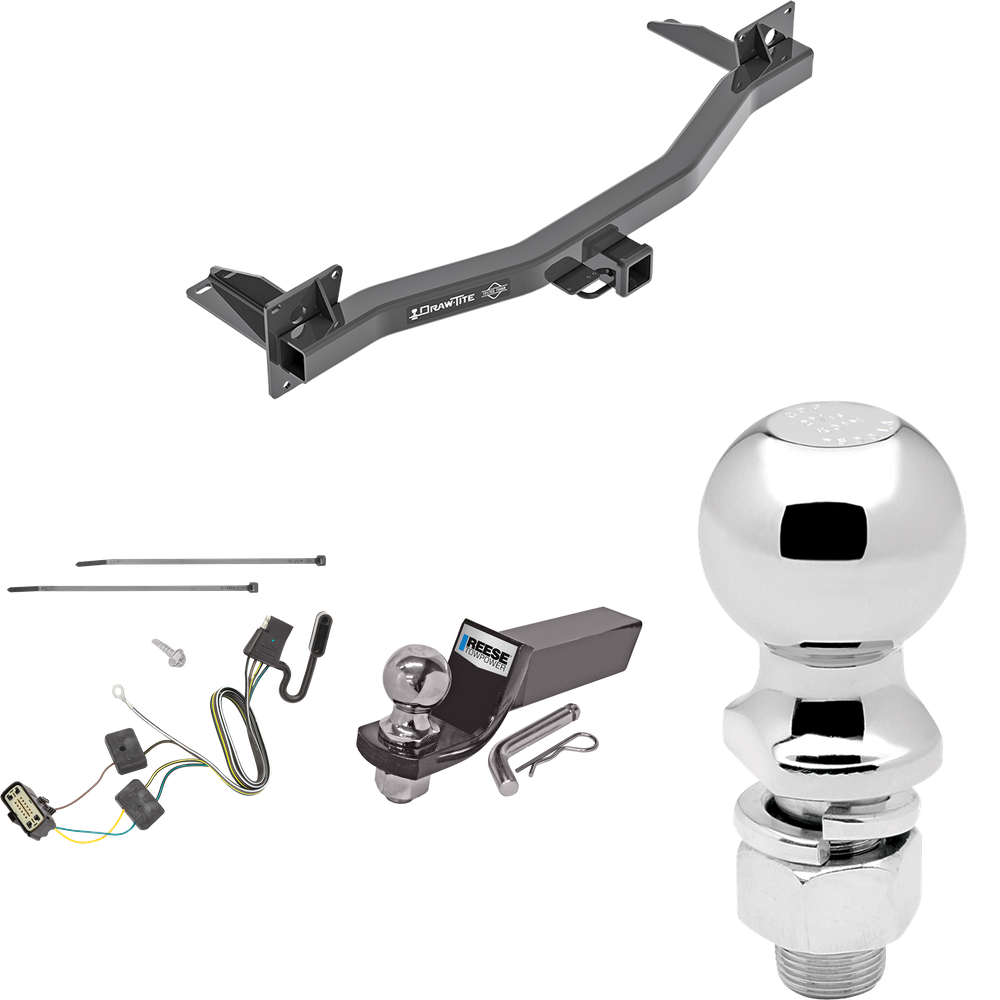 Fits 2018-2023 Chevrolet Traverse Trailer Hitch Tow PKG w/ 4-Flat Wiring + Starter Kit Ball Mount w/ 2" Drop & 2" Ball + 2-5/16" Ball By Draw-Tite