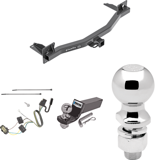 Fits 2018-2023 Chevrolet Traverse Trailer Hitch Tow PKG w/ 4-Flat Wiring + Starter Kit Ball Mount w/ 2" Drop & 2" Ball + 2-5/16" Ball By Draw-Tite