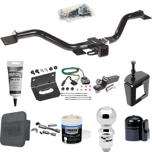 Fits 2013-2016 GMC Acadia Trailer Hitch Tow PKG w/ 4-Flat Wiring + Starter Kit Ball Mount w/ 2" Drop & 2" Ball + 2-5/16" Ball + Wiring Bracket + Dual Hitch & Coupler Locks + Hitch Cover + Wiring Tester + Ball Lube +Electric Grease + Ball Wrench + Ant