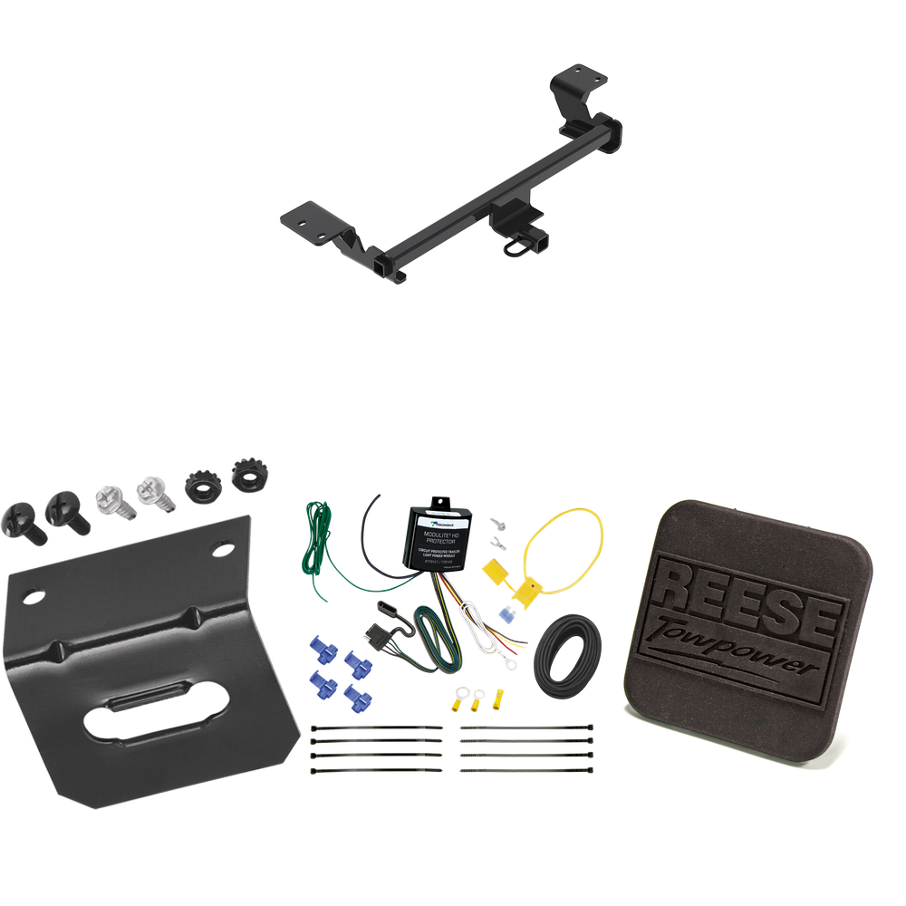 Fits 2020-2022 Toyota Prius Trailer Hitch Tow PKG w/ 4-Flat Wiring Harness + Hitch Cover (Excludes: w/Plug-In Model Models) By Reese Towpower