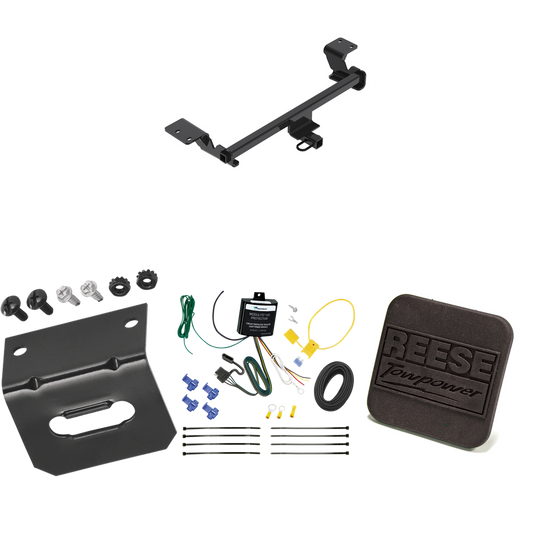 Fits 2020-2022 Toyota Prius Trailer Hitch Tow PKG w/ 4-Flat Wiring Harness + Hitch Cover (Excludes: w/Plug-In Model Models) By Reese Towpower