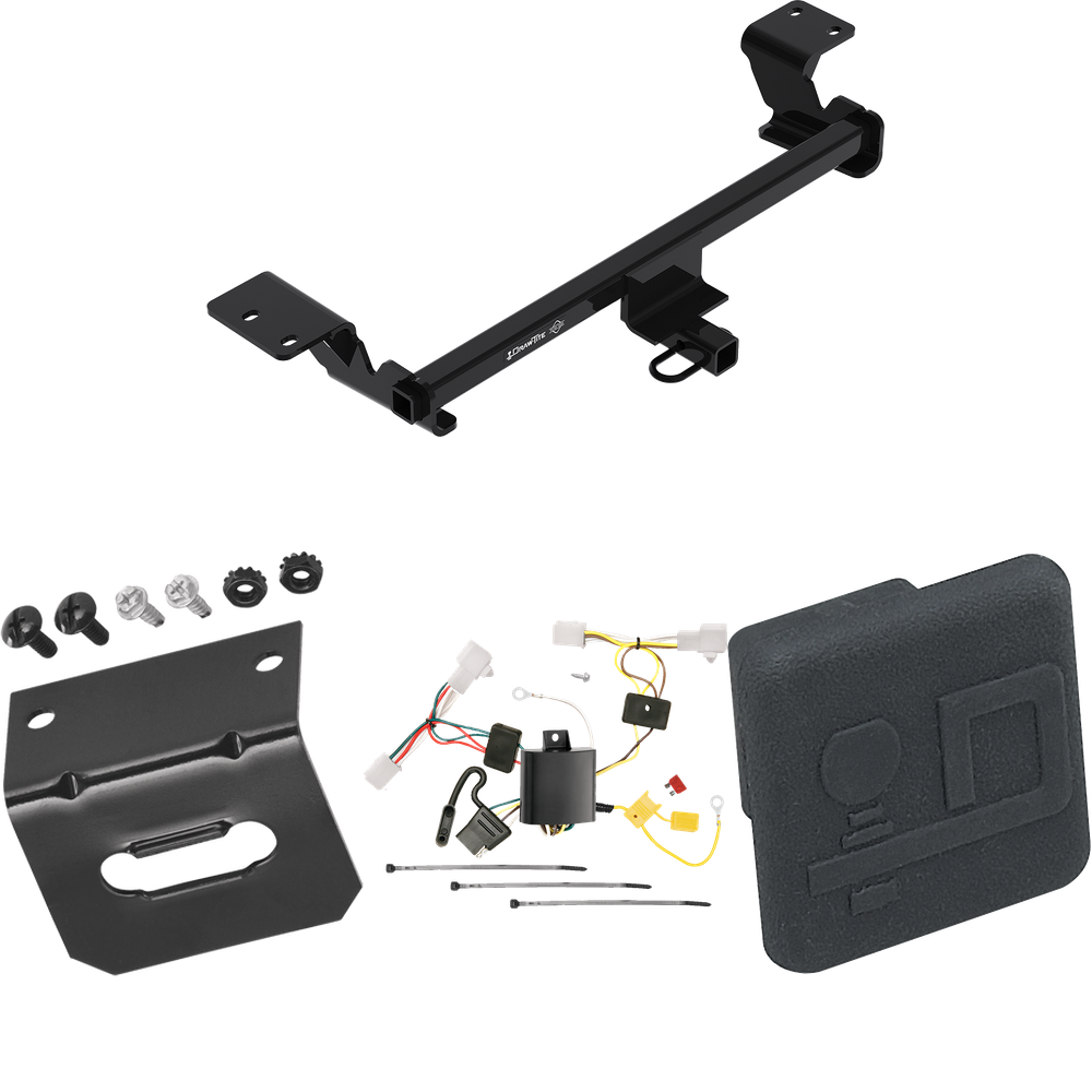 Fits 2012-2015 Toyota Prius Plug-In Trailer Hitch Tow PKG w/ 4-Flat Wiring Harness + Hitch Cover By Draw-Tite