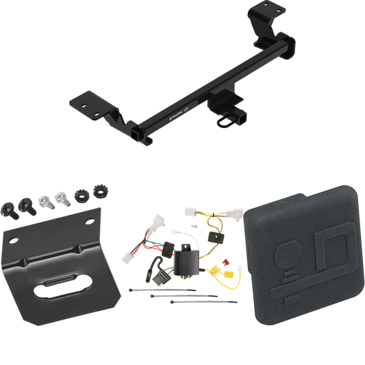 Fits 2012-2015 Toyota Prius Plug-In Trailer Hitch Tow PKG w/ 4-Flat Wiring Harness + Hitch Cover By Draw-Tite