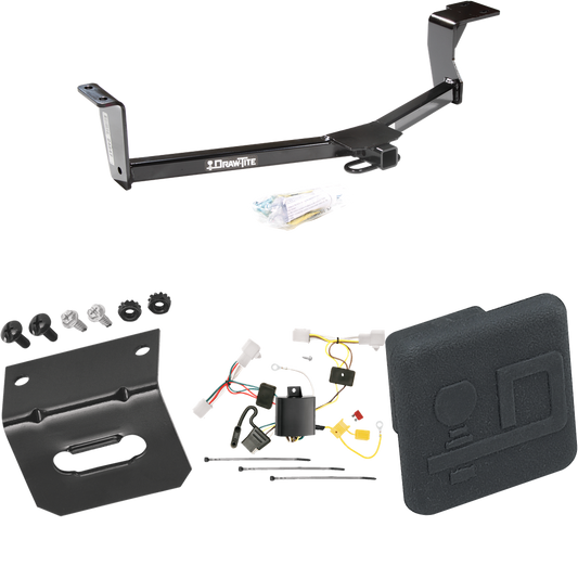 Fits 2010-2015 Toyota Prius Trailer Hitch Tow PKG w/ 4-Flat Wiring Harness + Hitch Cover (Excludes: w/Plug-In Model Models) By Draw-Tite