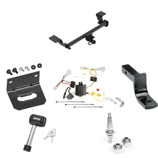 Fits 2010-2015 Toyota Prius Trailer Hitch Tow PKG w/ 4-Flat Wiring Harness + Draw-Bar + Interchangeable 1-7/8" & 2" Balls + Wiring Bracket + Hitch Lock (Excludes: w/Plug-In Model Models) By Reese Towpower