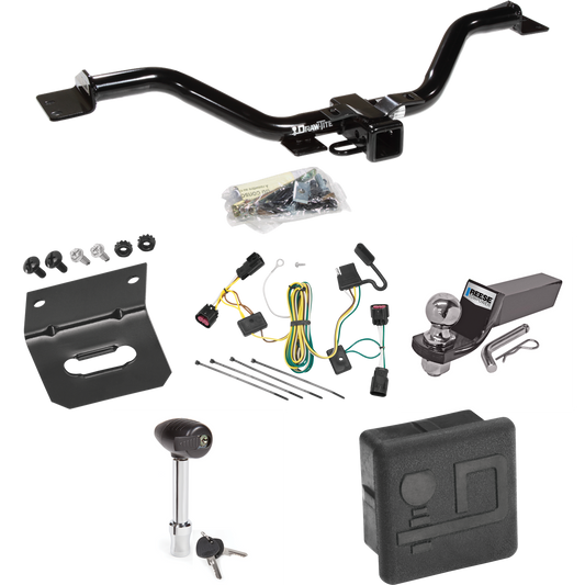 Fits 2008-2012 Buick Enclave Trailer Hitch Tow PKG w/ 4-Flat Wiring + Starter Kit Ball Mount w/ 2" Drop & 2" Ball + Wiring Bracket + Hitch Lock + Hitch Cover By Draw-Tite