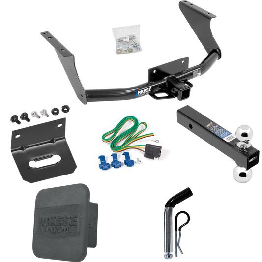 Fits 2011-2018 RAM 1500 Trailer Hitch Tow PKG w/ 4-Flat Wiring Harness + Dual Ball Ball Mount 2" & 2-5/16" Trailer Balls + Pin/Clip + Hitch Cover + Wiring Bracket By Reese Towpower