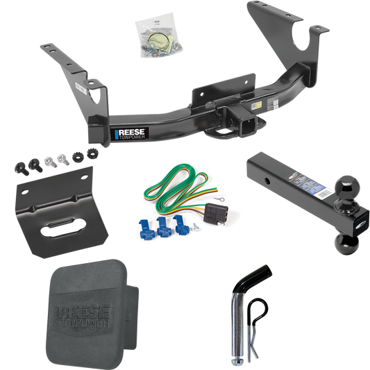 Fits 2011-2018 RAM 1500 Trailer Hitch Tow PKG w/ 4-Flat Wiring Harness + Dual Ball Ball Mount 2" & 2-5/16" Trailer Balls + Pin/Clip + Hitch Cover + Wiring Bracket By Reese Towpower