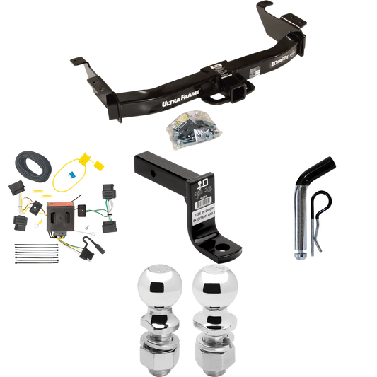 Fits 2008-2014 Ford E-350 Econoline Super Duty Trailer Hitch Tow PKG w/ 4-Flat Wiring Harness + Ball Mount w/ 6" Drop + Pin/Clip + 2" Ball + 2-5/16" Ball By Draw-Tite