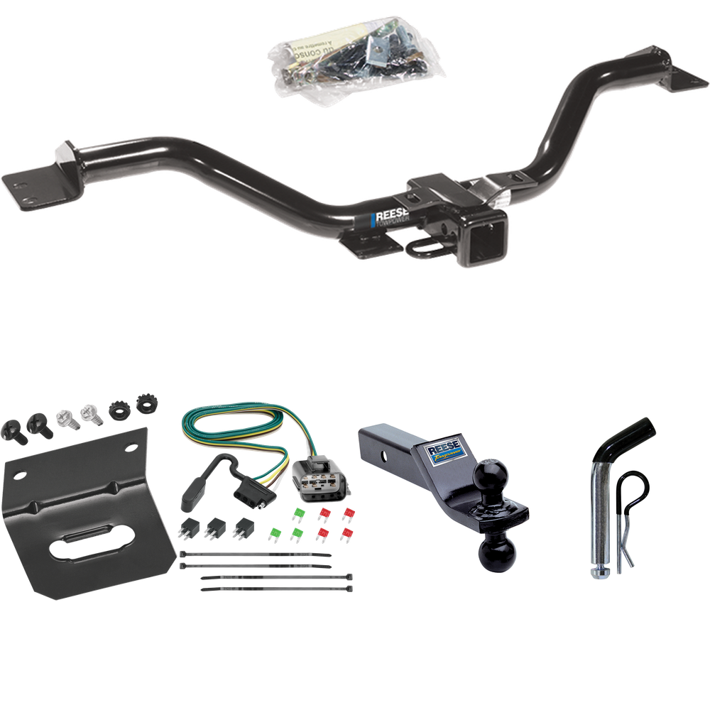 Fits 2013-2016 GMC Acadia Trailer Hitch Tow PKG w/ 4-Flat Wiring Harness + Dual Ball Ball Mount 1-7/8" & 2" Trailer Balls + Pin/Clip + Wiring Bracket By Reese Towpower