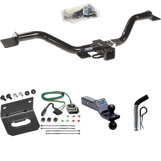 Fits 2013-2016 GMC Acadia Trailer Hitch Tow PKG w/ 4-Flat Wiring Harness + Dual Ball Ball Mount 1-7/8" & 2" Trailer Balls + Pin/Clip + Wiring Bracket By Reese Towpower