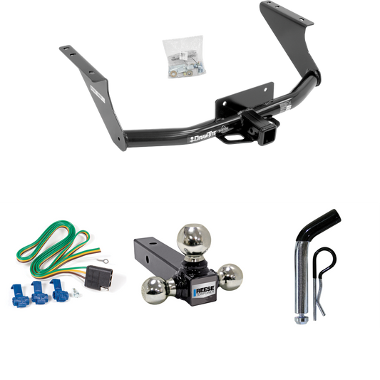 Fits 2011-2018 RAM 1500 Trailer Hitch Tow PKG w/ 4-Flat Wiring Harness + Triple Ball Ball Mount 1-7/8" & 2" & 2-5/16" Trailer Balls + Pin/Clip By Draw-Tite