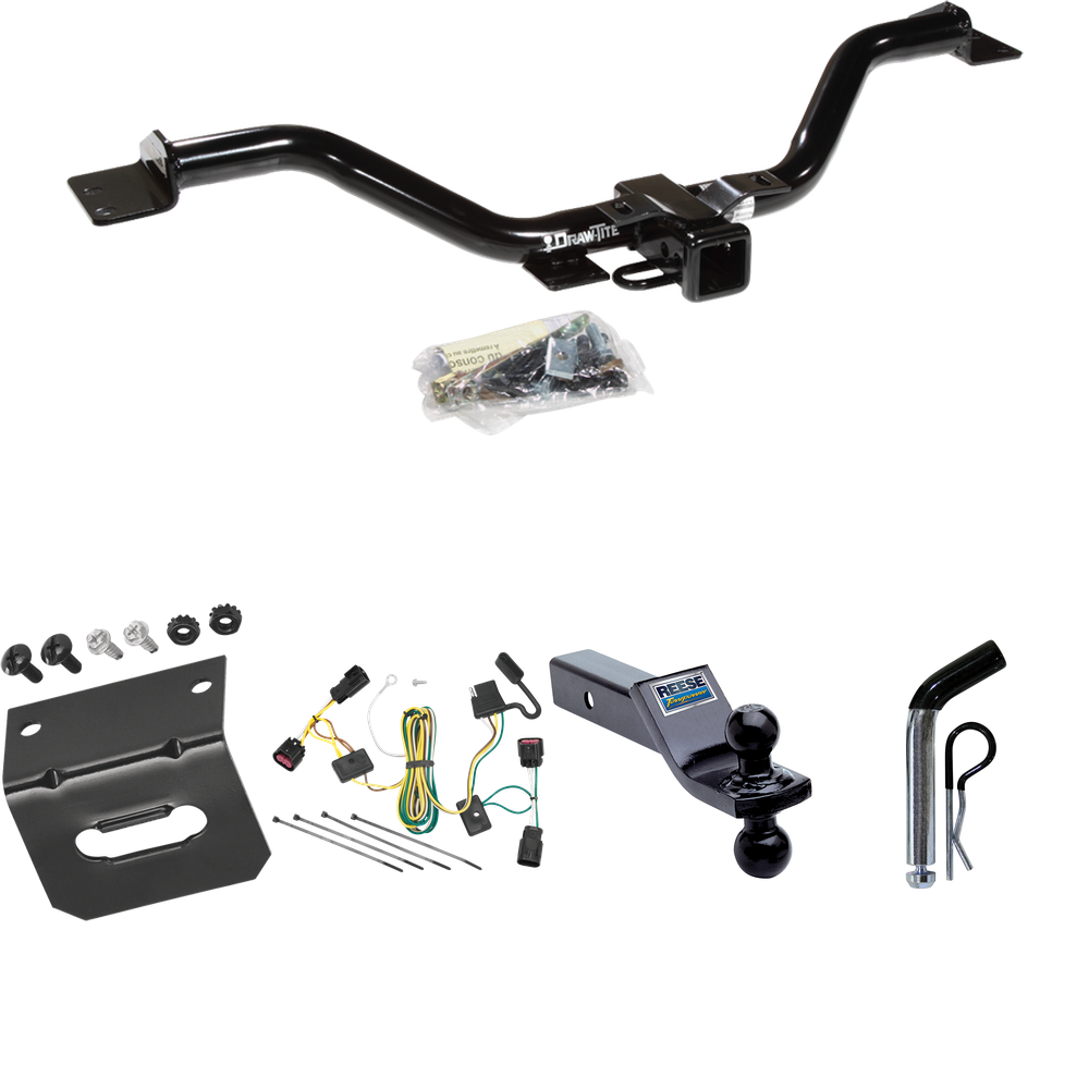 Fits 2009-2012 Chevrolet Traverse Trailer Hitch Tow PKG w/ 4-Flat Wiring Harness + Dual Ball Ball Mount 1-7/8" & 2" Trailer Balls + Pin/Clip + Wiring Bracket By Draw-Tite