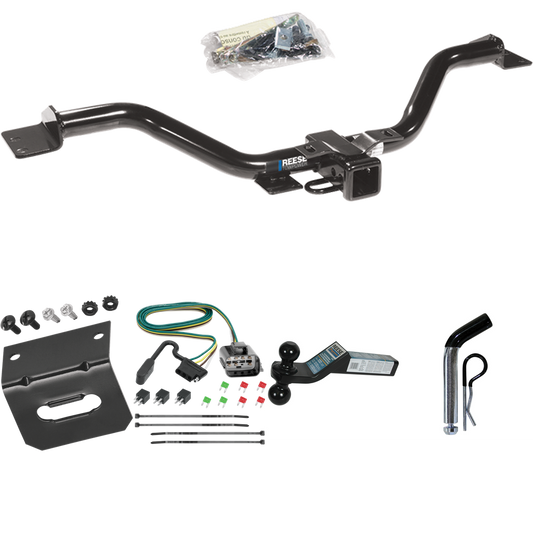 Fits 2013-2017 Buick Enclave Trailer Hitch Tow PKG w/ 4-Flat Wiring Harness + Dual Ball Ball Mount 2" & 2-5/16" Trailer Balls + Pin/Clip +  Wiring Bracket By Reese Towpower