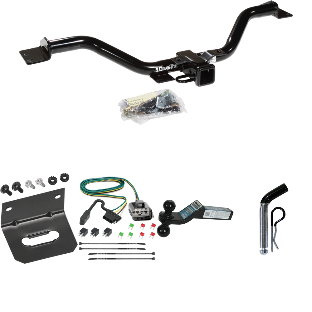 Fits 2017-2017 GMC Acadia Limited Trailer Hitch Tow PKG w/ 4-Flat Wiring Harness + Dual Ball Ball Mount 2" & 2-5/16" Trailer Balls + Pin/Clip +  Wiring Bracket By Draw-Tite