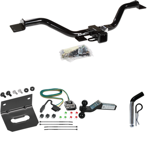 Fits 2017-2017 GMC Acadia Limited Trailer Hitch Tow PKG w/ 4-Flat Wiring Harness + Dual Ball Ball Mount 2" & 2-5/16" Trailer Balls + Pin/Clip +  Wiring Bracket By Draw-Tite