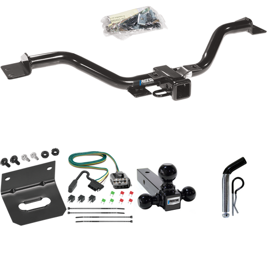 Fits 2013-2017 Chevrolet Traverse Trailer Hitch Tow PKG w/ 4-Flat Wiring Harness + Triple Ball Ball Mount 1-7/8" & 2" & 2-5/16" Trailer Balls + Pin/Clip + Wiring Bracket By Reese Towpower