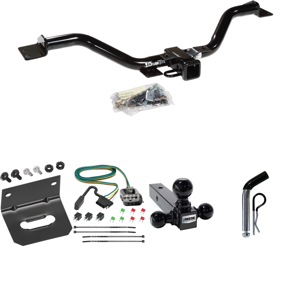 Fits 2017-2017 GMC Acadia Limited Trailer Hitch Tow PKG w/ 4-Flat Wiring Harness + Triple Ball Ball Mount 1-7/8" & 2" & 2-5/16" Trailer Balls + Pin/Clip + Wiring Bracket By Draw-Tite