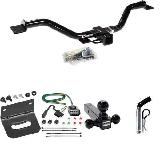 Fits 2017-2017 GMC Acadia Limited Trailer Hitch Tow PKG w/ 4-Flat Wiring Harness + Triple Ball Ball Mount 1-7/8" & 2" & 2-5/16" Trailer Balls + Pin/Clip + Wiring Bracket By Draw-Tite