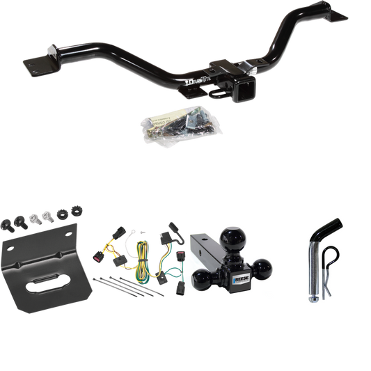 Fits 2008-2012 Buick Enclave Trailer Hitch Tow PKG w/ 4-Flat Wiring Harness + Triple Ball Ball Mount 1-7/8" & 2" & 2-5/16" Trailer Balls + Pin/Clip + Wiring Bracket By Draw-Tite