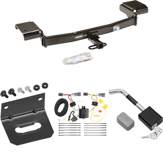 Se adapta al paquete de enganche de remolque Hyundai Tucson 2010-2015 con arnés de cableado plano de 4 + soporte de cableado + bloqueo de enganche de Draw-Tite