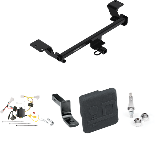 Fits 2010-2015 Toyota Prius Trailer Hitch Tow PKG w/ 4-Flat Wiring Harness + Draw-Bar + Interchangeable 1-7/8" & 2" Balls + Hitch Cover (Excludes: w/Plug-In Model Models) By Draw-Tite