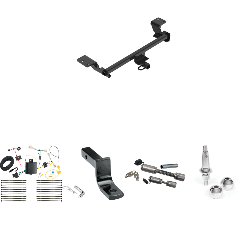 Fits 2016-2019 Toyota Prius Trailer Hitch Tow PKG w/ 4-Flat Wiring Harness + Draw-Bar + Interchangeable 1-7/8" & 2" Balls + Dual Hitch & Coupler Locks (Excludes: w/Plug-In Model Models) By Reese Towpower