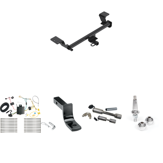 Fits 2016-2019 Toyota Prius Trailer Hitch Tow PKG w/ 4-Flat Wiring Harness + Draw-Bar + Interchangeable 1-7/8" & 2" Balls + Dual Hitch & Coupler Locks (Excludes: w/Plug-In Model Models) By Reese Towpower