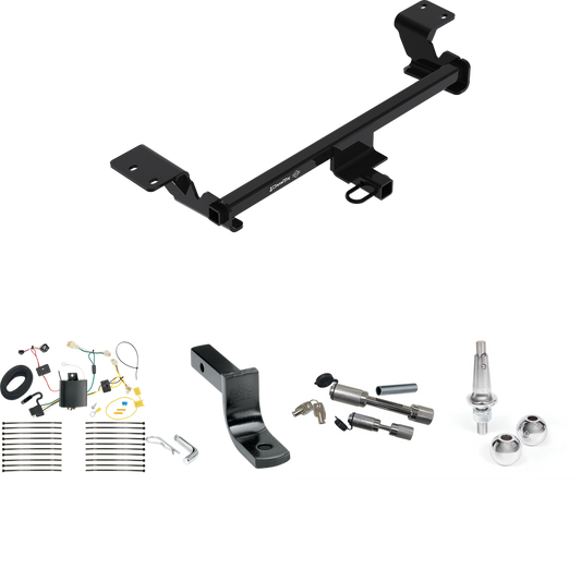 Fits 2016-2019 Toyota Prius Trailer Hitch Tow PKG w/ 4-Flat Wiring Harness + Draw-Bar + Interchangeable 1-7/8" & 2" Balls + Dual Hitch & Coupler Locks (Excludes: w/Plug-In Model Models) By Draw-Tite